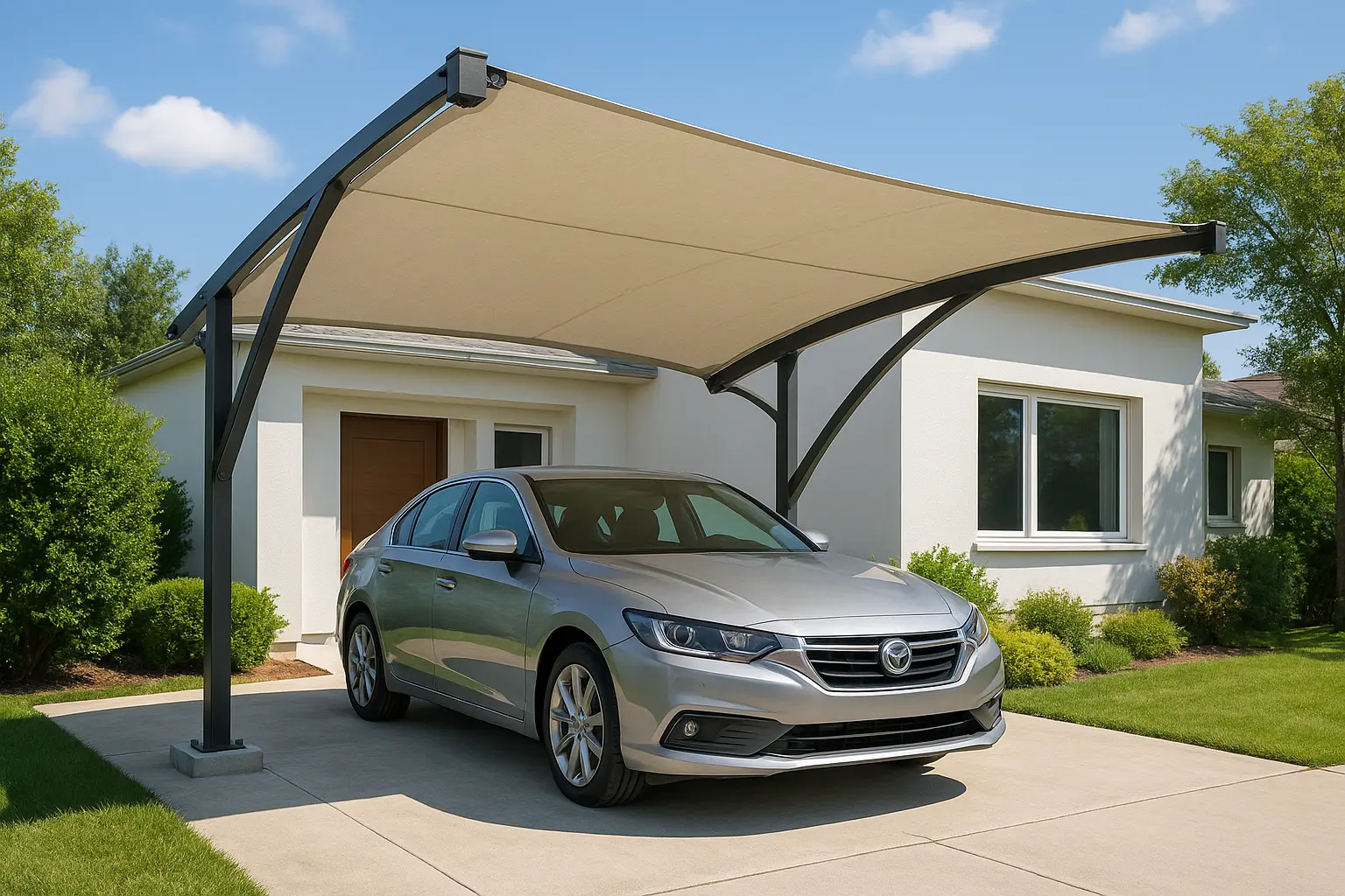 Cantilever car shade design in Kenya for a modern home